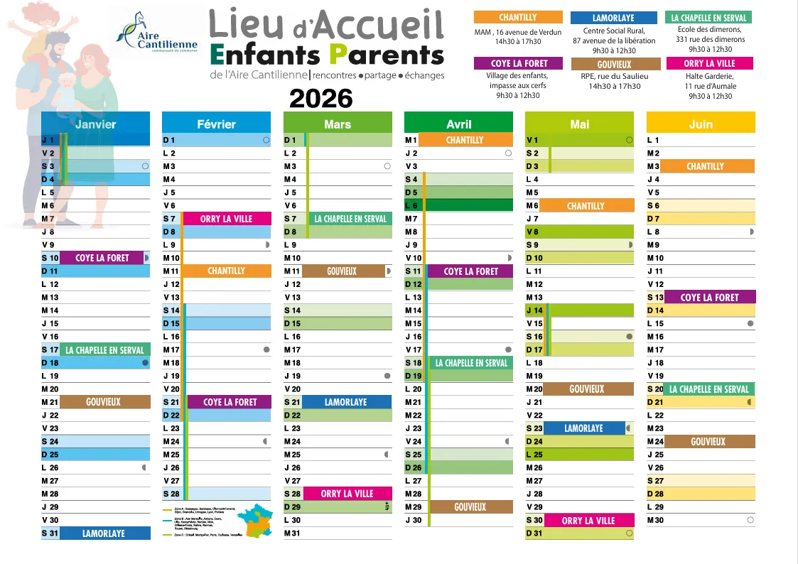 Lire la suite de l'actualité Le calendrier 2026 du lieu d&rsquo;accueil Enfants-parents est disponible.
